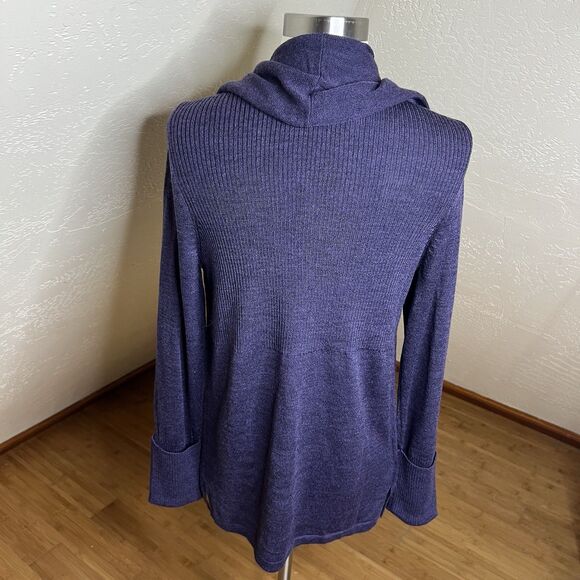 Eddie Bauer Waterfall Cardigan Womens MP Purple Merino Wool Open Draped Pockets - Picture 11 of 11